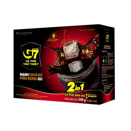 VN-CF-008 CAFE G7 HÒA TÂN ĐEN ĐÁ 2 TRONG 1 HỘP 240G (15gói x 16g)